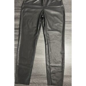 H&M Women's Vegan Leather Black Pants Size 16 EUR 48 Faux Leather High Rise